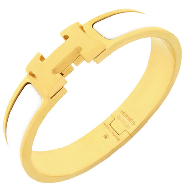 エルメス HERMES クリックH PM ホワイト×ゴールド GP エナメル ブレスレット ゴールド金具 Hブレス