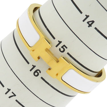 エルメス HERMES クリックH PM ホワイト×ゴールド GP エナメル ブレスレット ゴールド金具 Hブレス