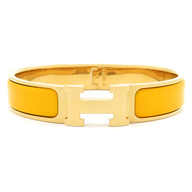 エルメス HERMES クリックH PM イエロー×ゴールド GP エナメル ブレスレット ゴールド金具 Hブレス