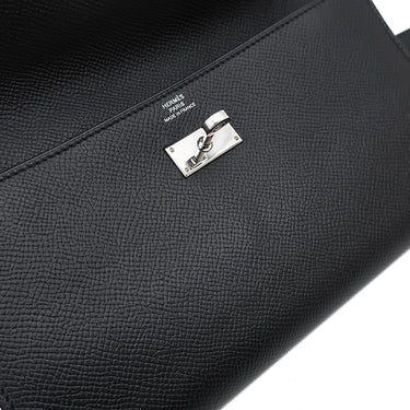 エルメス HERMES ケリーウォレット ロング ブラック ヴォーエプソン 長財布 シルバー金具 黒