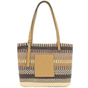 ロエベ LOEWE スクエアバスケット スモール ベージュ×ブラック ラフィア レザー トートバッグ シルバー金具 黒 かごバッグ