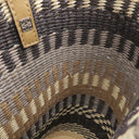 ロエベ LOEWE スクエアバスケット スモール ベージュ×ブラック ラフィア レザー トートバッグ シルバー金具 黒 かごバッグ