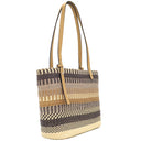 ロエベ LOEWE スクエアバスケット スモール ベージュ×ブラック ラフィア レザー トートバッグ シルバー金具 黒 かごバッグ