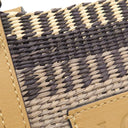 ロエベ LOEWE スクエアバスケット スモール ベージュ×ブラック ラフィア レザー トートバッグ シルバー金具 黒 かごバッグ