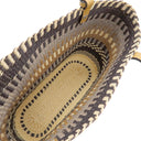 ロエベ LOEWE スクエアバスケット スモール ベージュ×ブラック ラフィア レザー トートバッグ シルバー金具 黒 かごバッグ