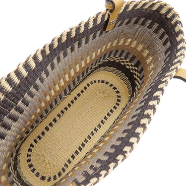 ロエベ LOEWE スクエアバスケット スモール ベージュ×ブラック ラフィア レザー トートバッグ シルバー金具 黒 かごバッグ