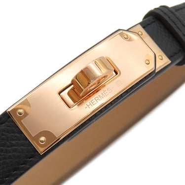 エルメス HERMES ケリー ブラック×ゴールド ヴォーエプソン GP ベルト ローズゴールド金具 新品 未使用 黒 茶 ターンロック金具 スライド調節