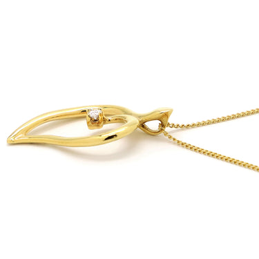 ティファニー Tiffany & Co オープンリーフ 1Pダイヤ イエローゴールド K18YG ダイヤモンド ネックレス ハートリーフ 18K T&Co.