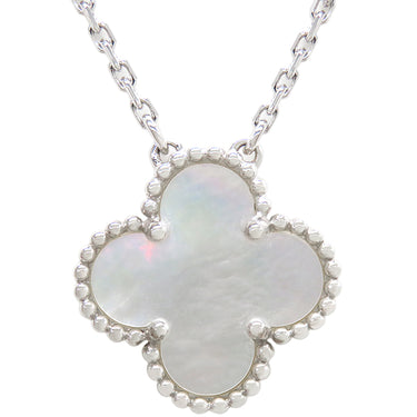 ヴァンクリーフアーペル Van Cleef & Arpels ヴィンテージ アルハンブラ ペンダント VCARF48700 パールホワイトXホワイトゴールド K18WG マザーオブパール ネックレス ホワイト シェル Au750 K18WG 18K