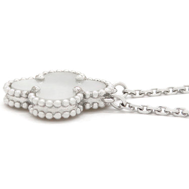 ヴァンクリーフアーペル Van Cleef & Arpels ヴィンテージ アルハンブラ ペンダント VCARF48700 パールホワイトXホワイトゴールド K18WG マザーオブパール ネックレス ホワイト シェル Au750 K18WG 18K