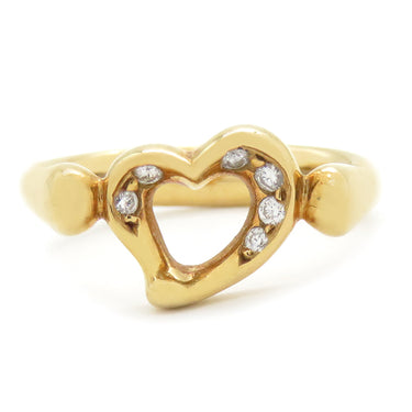 ティファニー Tiffany & Co オープンハート イエローゴールド K18YG ダイヤモンド リング 指輪 T＆Co. ダイヤ 18K YG 18金 Au750 エルサ ペレッティ 9号