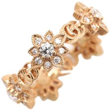 グッチ GUCCI GG フローラ ダイヤリング ピンクゴールド K18PG ダイヤモンド #8 リング 指輪 Au750 GG 花モチーフ 8号