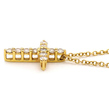 ティファニー Tiffany & Co ミニクロス ダイヤ ペンダント ピンクゴールド K18PG ダイヤモンド ネックレス 11石