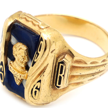 ハーフジョーンズ HARFF JONES カレッジリング イエローゴールド K10YG リング 指輪 青 紺 ビンテージ 20号