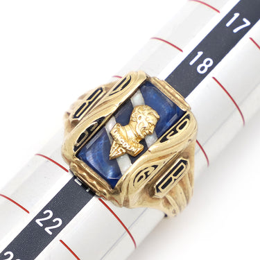 ハーフジョーンズ HARFF JONES カレッジリング イエローゴールド K10YG リング 指輪 青 紺 ビンテージ 20号