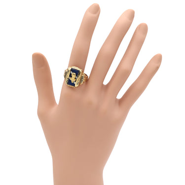 ハーフジョーンズ HARFF JONES カレッジリング イエローゴールド K10YG リング 指輪 青 紺 ビンテージ 20号