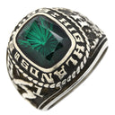 ジャスティンズ JOSTENS カレッジリング ホワイトゴールド K10WG リング 指輪 緑 ビンテージ 18号