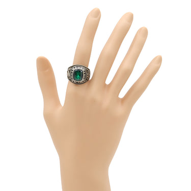 ジャスティンズ JOSTENS カレッジリング ホワイトゴールド K10WG リング 指輪 緑 ビンテージ 18号
