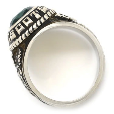 ジャスティンズ JOSTENS カレッジリング ホワイトゴールド K10WG リング 指輪 緑 ビンテージ 18号