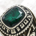 ジャスティンズ JOSTENS カレッジリング ホワイトゴールド K10WG リング 指輪 緑 ビンテージ 18号