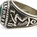 ジャスティンズ JOSTENS カレッジリング ホワイトゴールド K10WG リング 指輪 緑 ビンテージ 18号