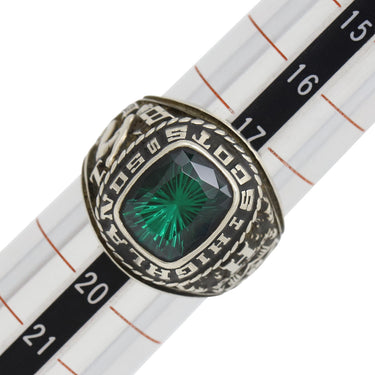 ジャスティンズ JOSTENS カレッジリング ホワイトゴールド K10WG リング 指輪 緑 ビンテージ 18号