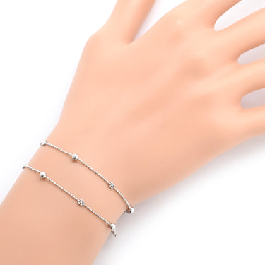 ノンブランド NON BRAND ボールチェーン Wチェーンブレス ホワイトゴールド K18WG ブレスレット 750 18K