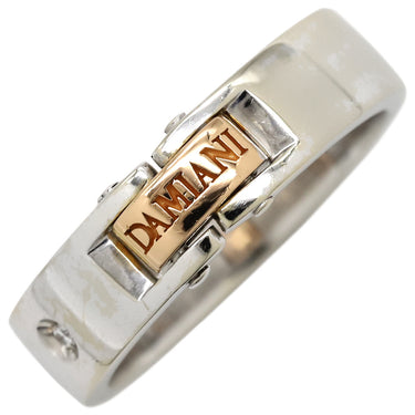 ダミアーニ DAMIANI ロゴ リング ピンクゴールド×ホワイトゴールド K18PG K18WG ダイヤモンド リング 指輪 PG×WG コンビ 1P ダイヤモンド 16号