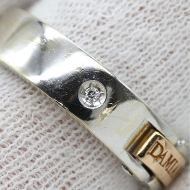 ダミアーニ DAMIANI ロゴ リング ピンクゴールド×ホワイトゴールド K18PG K18WG ダイヤモンド リング 指輪 PG×WG コンビ 1P ダイヤモンド 16号
