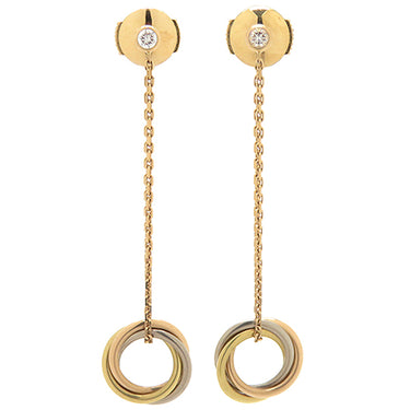 カルティエ Cartier トリニティ ダイヤ ホワイトゴールドXイエローゴールドXピンクゴールド K18YG K18PG K18WG ピアス ドロップ 1P 750 18K