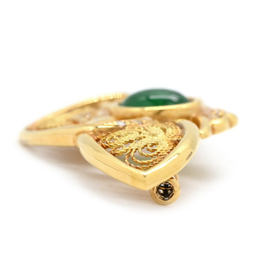 ノンブランド NON BRAND エメラルド ダイヤ イエローゴールド K18YG エメラルド ダイヤモンド ブローチ ハチ MOTH 昆虫モチーフ