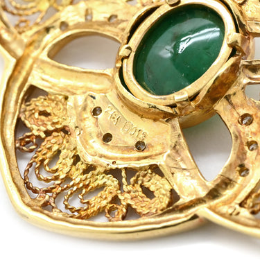 ノンブランド NON BRAND エメラルド ダイヤ イエローゴールド K18YG エメラルド ダイヤモンド ブローチ ハチ MOTH 昆虫モチーフ