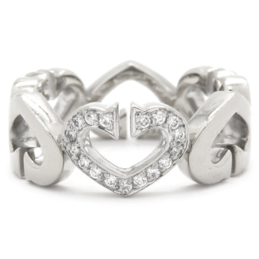 カルティエ Cartier Cハート ダイヤ ホワイトゴールド K18WG ダイヤモンド ＃48(JP8) リング 指輪 750 WG 18金 18K 8号