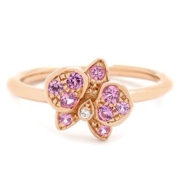 カルティエ Cartier カレス ドルキデ パル カルティエ B4096048 ピンクゴールド K18PG ピンクサファイア ダイヤモンド #48(JP8) リング 指輪 Au750 PG 蘭モチーフ 8号