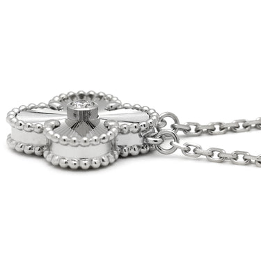 ヴァンクリーフアーペル Van Cleef & Arpels ヴィンテージ アルハンブラ ペンダント VCARP6L800 ホワイトゴールド K18WG ダイヤモンド ネックレス 2020年ホリデー限定 Au750 ギヨシェ　