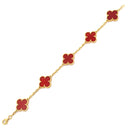 ヴァンクリーフアーペル Van Cleef & Arpels ヴィンテージアルハンブラ VCARD35500 レッド×イエローゴールド K18YG カーネリアン ブレスレット 赤 750YG 18金 5モチーフ