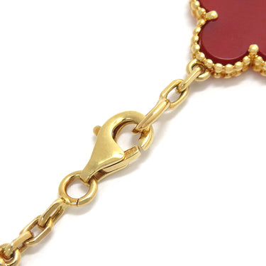 ヴァンクリーフアーペル Van Cleef & Arpels ヴィンテージアルハンブラ VCARD35500 レッド×イエローゴールド K18YG カーネリアン ブレスレット 赤 750YG 18金 5モチーフ