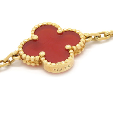 ヴァンクリーフアーペル Van Cleef & Arpels ヴィンテージアルハンブラ VCARD35500 レッド×イエローゴールド K18YG カーネリアン ブレスレット 赤 750YG 18金 5モチーフ