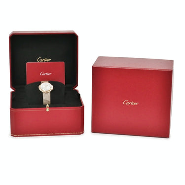 腕時計 カルティエ Cartier バロン ブラン ドゥ カルティエ WGBL0005 クオーツ レディース K18PG無垢 純正ダイヤ シルバー ラウンド