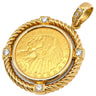ノンブランド NON BRAND インディアンコイン イエローゴールド K18YG ダイヤモンド K21.6YG ペンダントトップ コインモチーフ