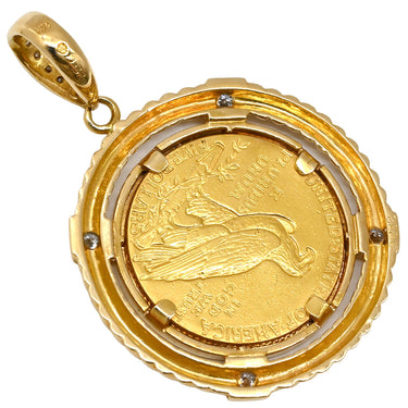 ノンブランド NON BRAND インディアンコイン イエローゴールド K18YG ダイヤモンド K21.6YG ペンダントトップ コインモチーフ
