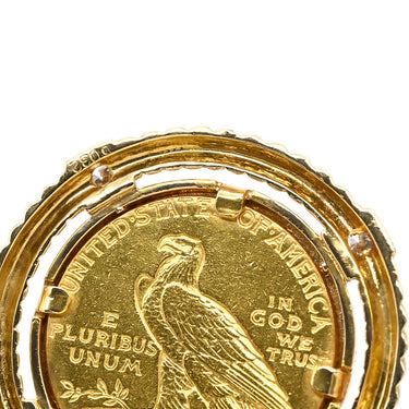 ノンブランド NON BRAND インディアンコイン イエローゴールド K18YG ダイヤモンド K21.6YG ペンダントトップ コインモチーフ