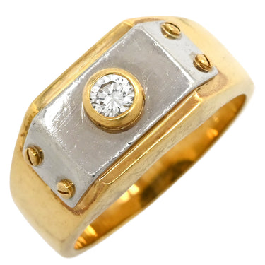 ノンブランド NON BRAND ダイヤ コンビリング イエローゴールドXプラチナシルバー K18YG Pt900 ダイヤモンド リング 指輪 1P 1粒ダイヤ 16.5号