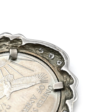 ノンブランド NON BRAND アメリカン イーグルコイン ペンダント ホワイトゴールドXプラチナシルバー K18WG Pt1000 ダイヤモンド ネックレス 750 18K .9995プラチナムコイン