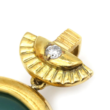 ノンブランド NON BRAND 色石 ダイヤモンド ルビー カルセドニー イエローゴールド K18YG ダイヤモンド ルビー カルセドニー ペンダントトップ グリーン レッド ヒエログリフ