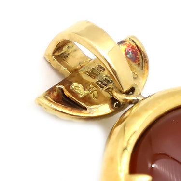 ノンブランド NON BRAND 色石 ダイヤモンド ルビー カルセドニー イエローゴールド K18YG ダイヤモンド ルビー カルセドニー ペンダントトップ グリーン レッド ヒエログリフ