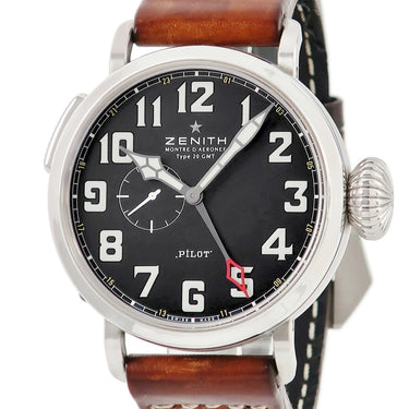 腕時計 ゼニス ZENITH パイロット アエロネフ タイプ20 GMT 03.2430.693/21.C723 自動巻き メンズ スモールセコンド ブラック