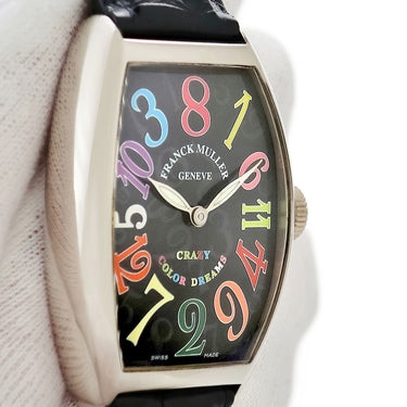 腕時計 フランクミュラー FRANCK MULLER トノウカーベックス クレイジーアワーズ カラードリーム 5850CH 自動巻き メンズ K18WG無垢 黒