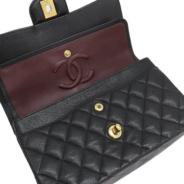 シャネル CHANEL マトラッセ23 ダブルフラップ チェーンショルダーバッグ ブラック キャビアスキン ショルダーバッグ ゴールド金具 黒 ココマーク