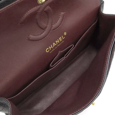 シャネル CHANEL マトラッセ23 ダブルフラップ チェーンショルダーバッグ ブラック キャビアスキン ショルダーバッグ ゴールド金具 黒 ココマーク